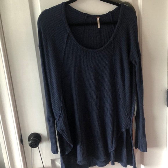 Free People Tops - Blue waffle long sleeve free people shirt